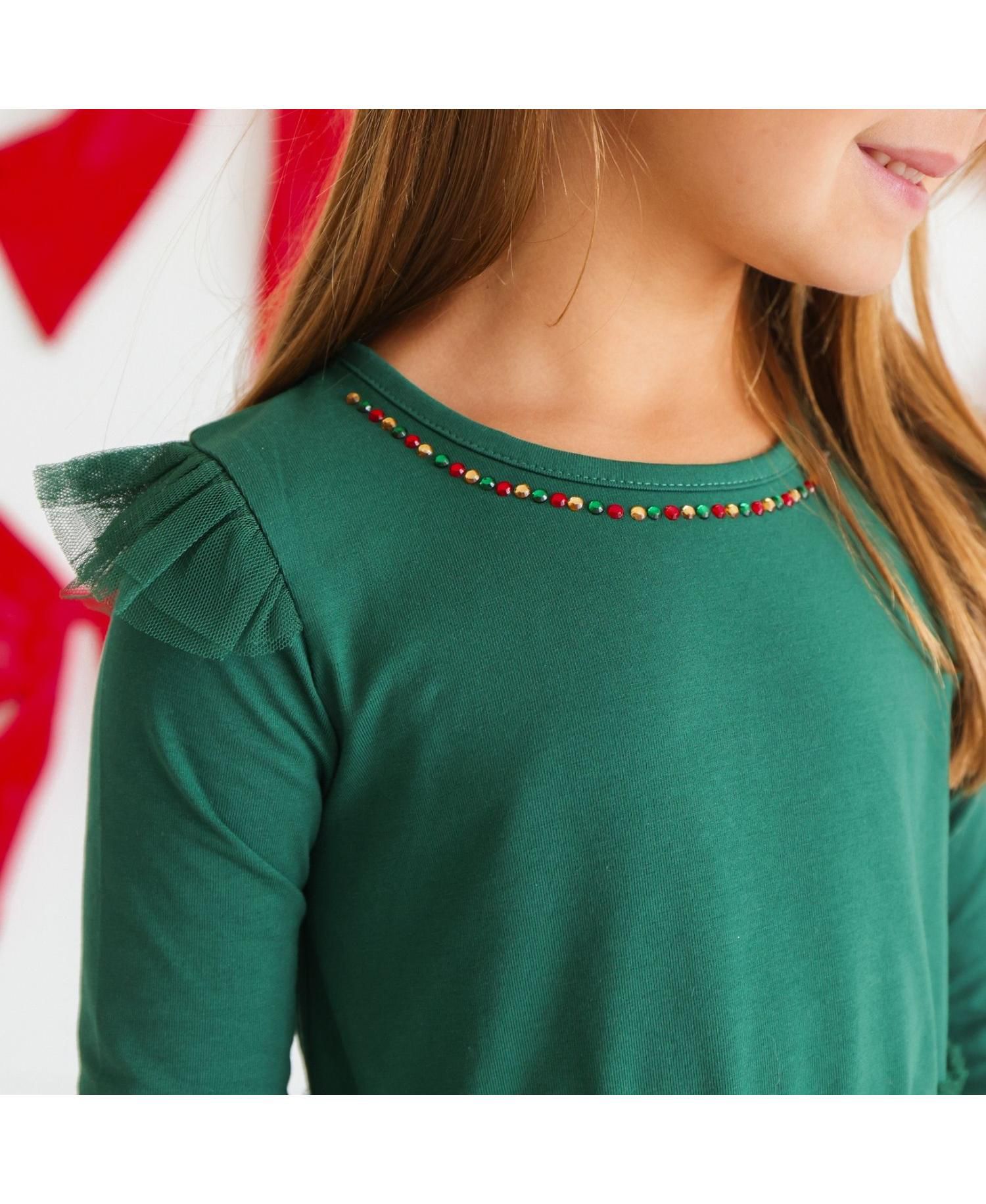 Girls' 4-16 Christmas Long-Sleeve Tutu Dress