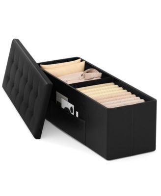 43 Inches Folding Storage Ottoman Bench Foot Rest Stool End of Bed Bench