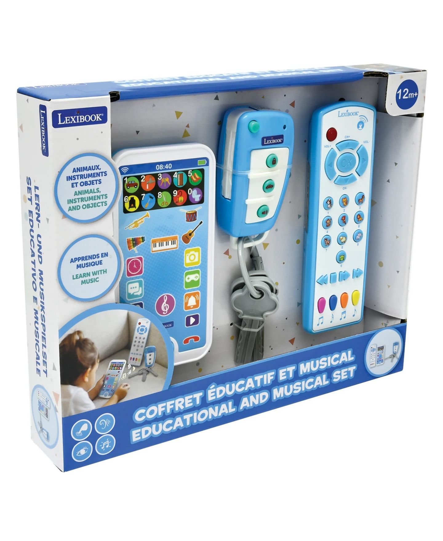 Детские игрушки Lexibook Educational Musical Set with Animals Telephone, Remote Control and Key Ring, 3-Piece Set, от 3 лет, цвет: Белый — фото 8