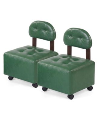 Small Rolling Footrest Stools Set of 2 with Lockable Wheels
