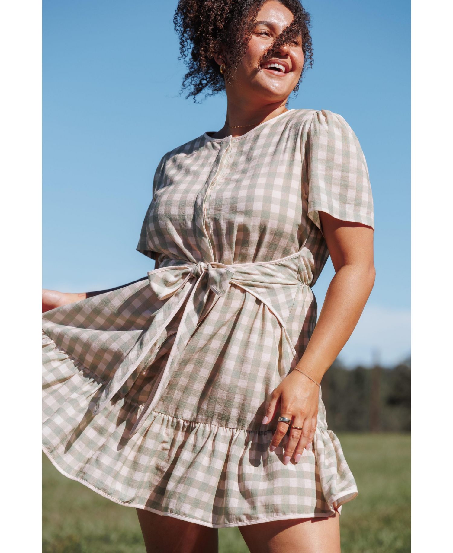 Women's Lorry Gingham-Print Tie-Front Mini Dress