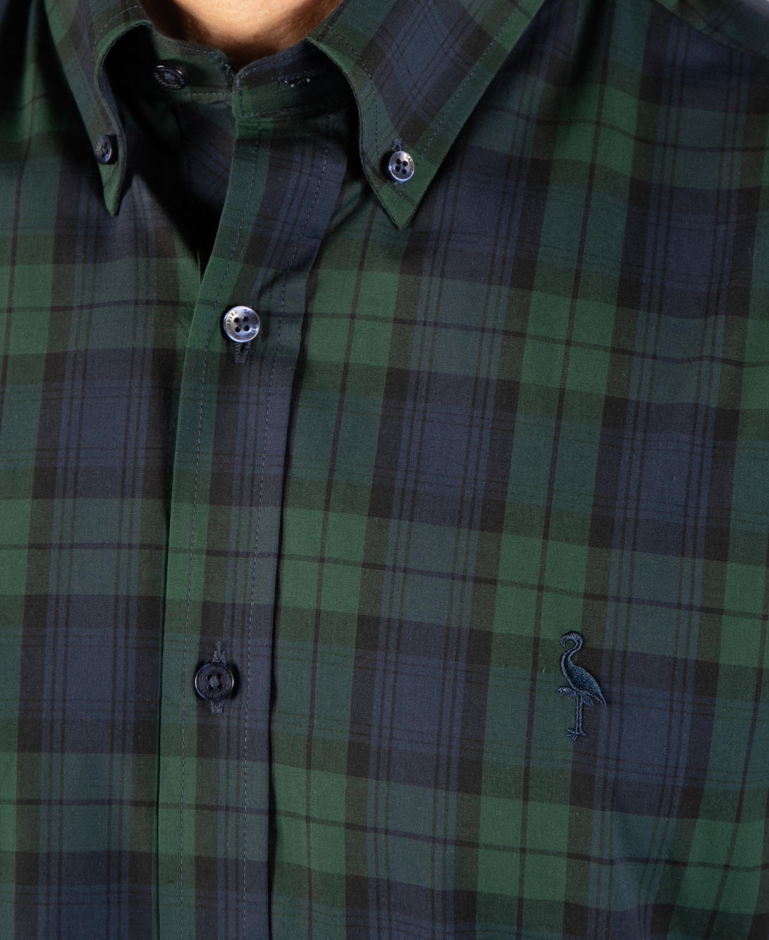 Men's Holiday Tartan Blackwatch Plaid Long Sleeve Shirt