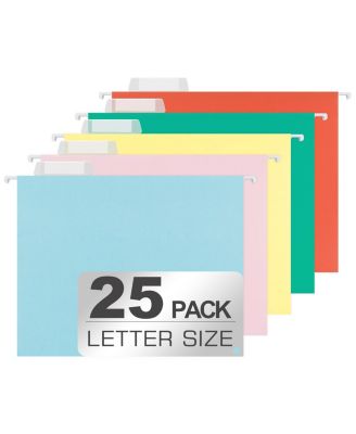 25 Packs Hanging File Folders Assorted Colors Letter Size 15 Cut Tabs Expandable Organizer