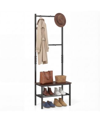 3 in 1 Hall Tree Freestanding Entryway Bench with Hooks