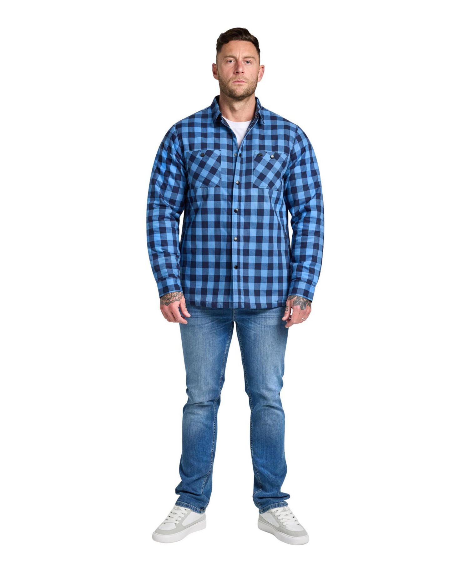 Men's Quilted Check Long-Sleeve Shacket