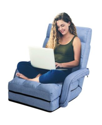 Folding Lazy Floor Chair Sofa with Armrests and Pillow