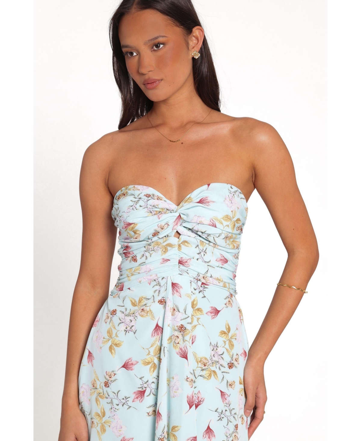 Petal and Pup Women's Marta Strapless Floral A-Line Midi Dress