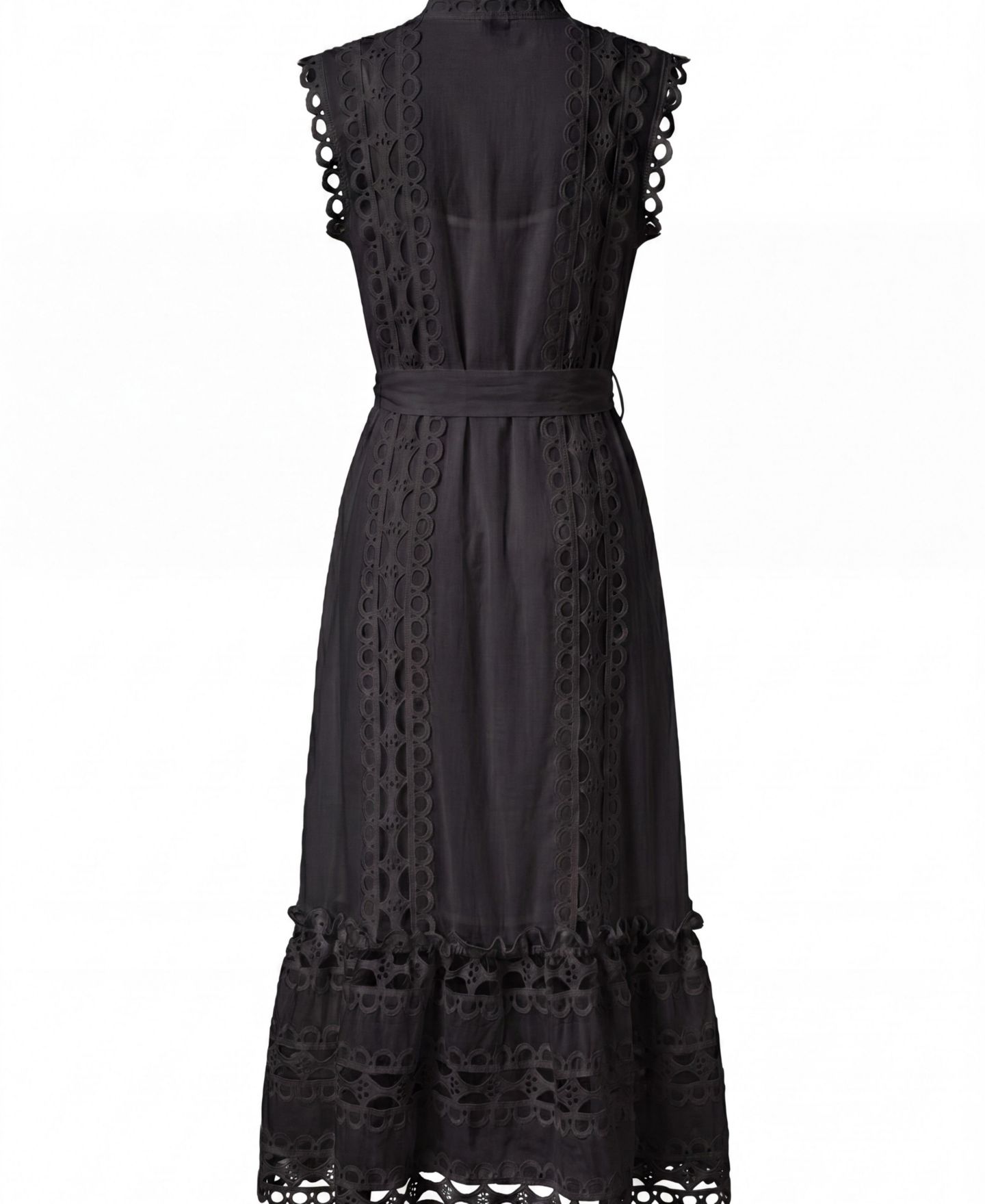 Женское платье Modenaire Sleeveless High-Neck Lace Overlay Maxi, цвет: Чёрный — фото 6