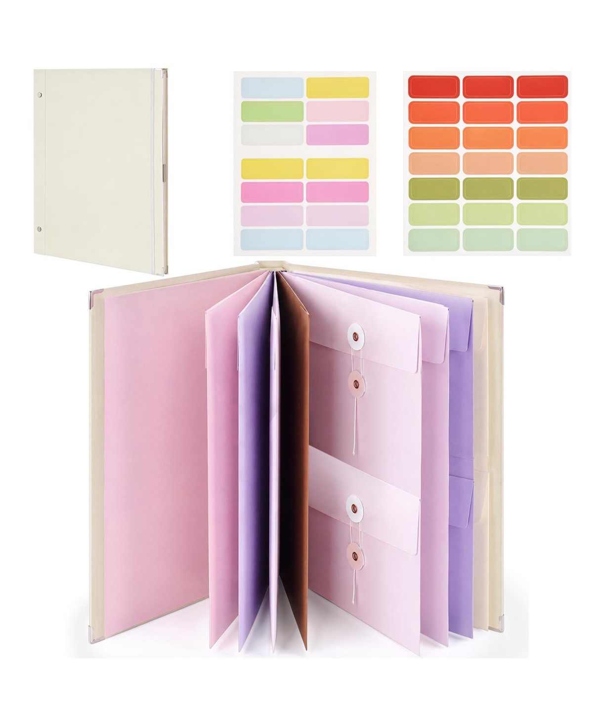 Four Candies 10 Pocket Expandable Document Organizer With Labels For Home Office School - Morandi
