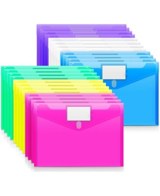 36 Pack Plastic File Folders Letter Size with Label Pocket School Office Organization Storage
