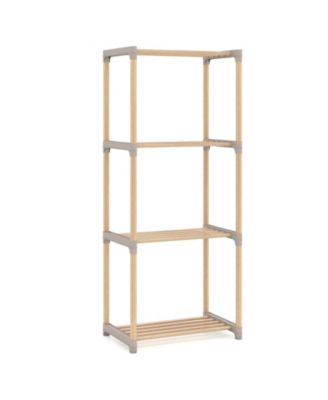 Compact 4-Tier Pine Wood Shelving Unit for Small Rooms