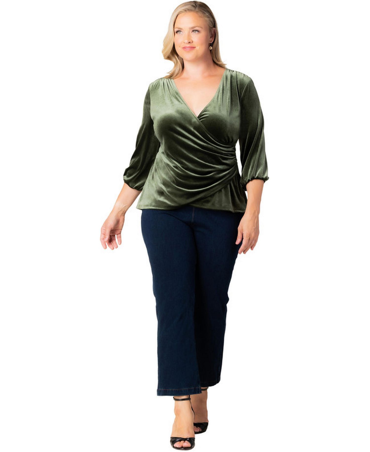 Plus Size Odette Velvet Faux Wrap Top
