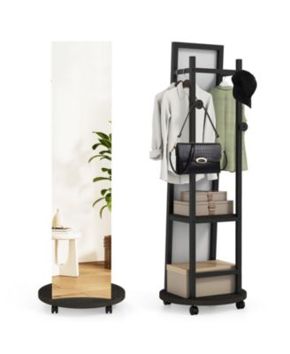 Coat Rack with Full Length Mirror Freestanding Coat Tree with 3 Hooks