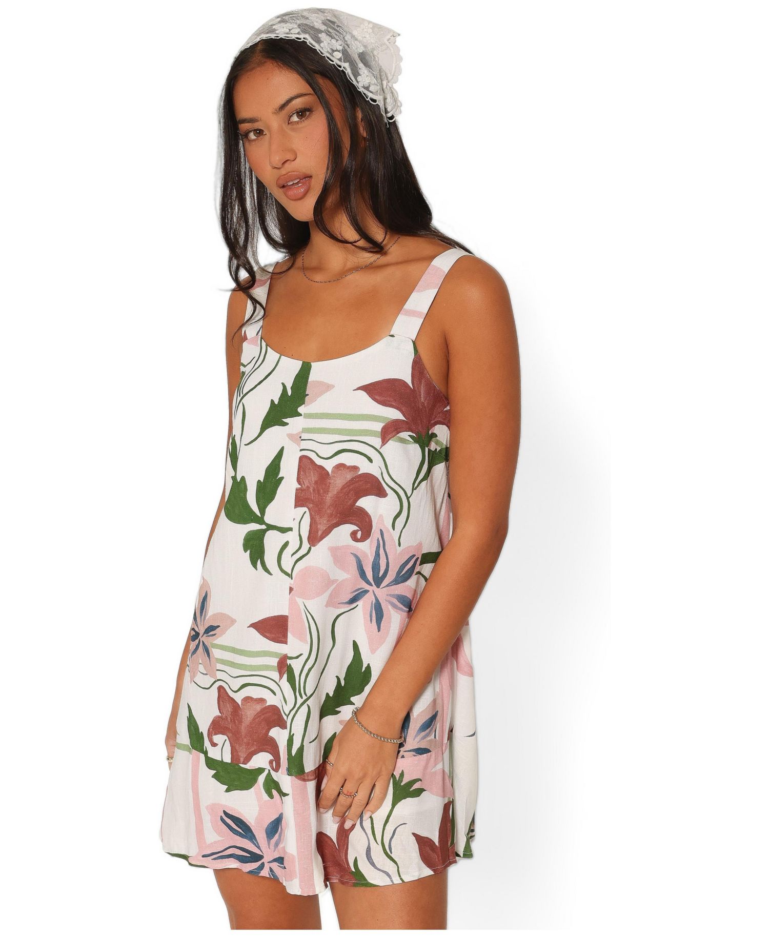 Women's Farlie Square-Neckline Floral-Print Sleeveless Mini Dress