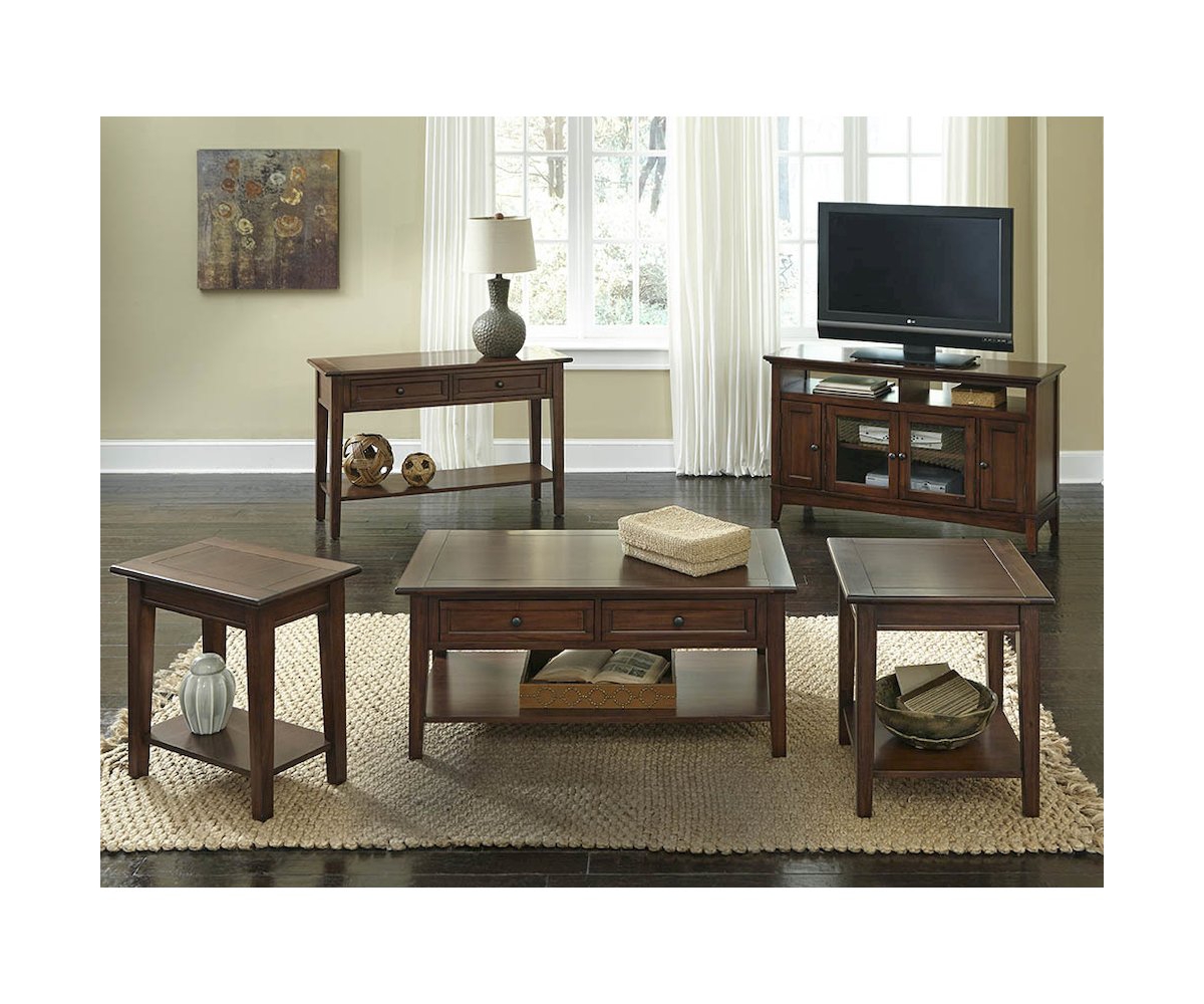 A-America Westlake End Table, with Shelf - Cherry brown