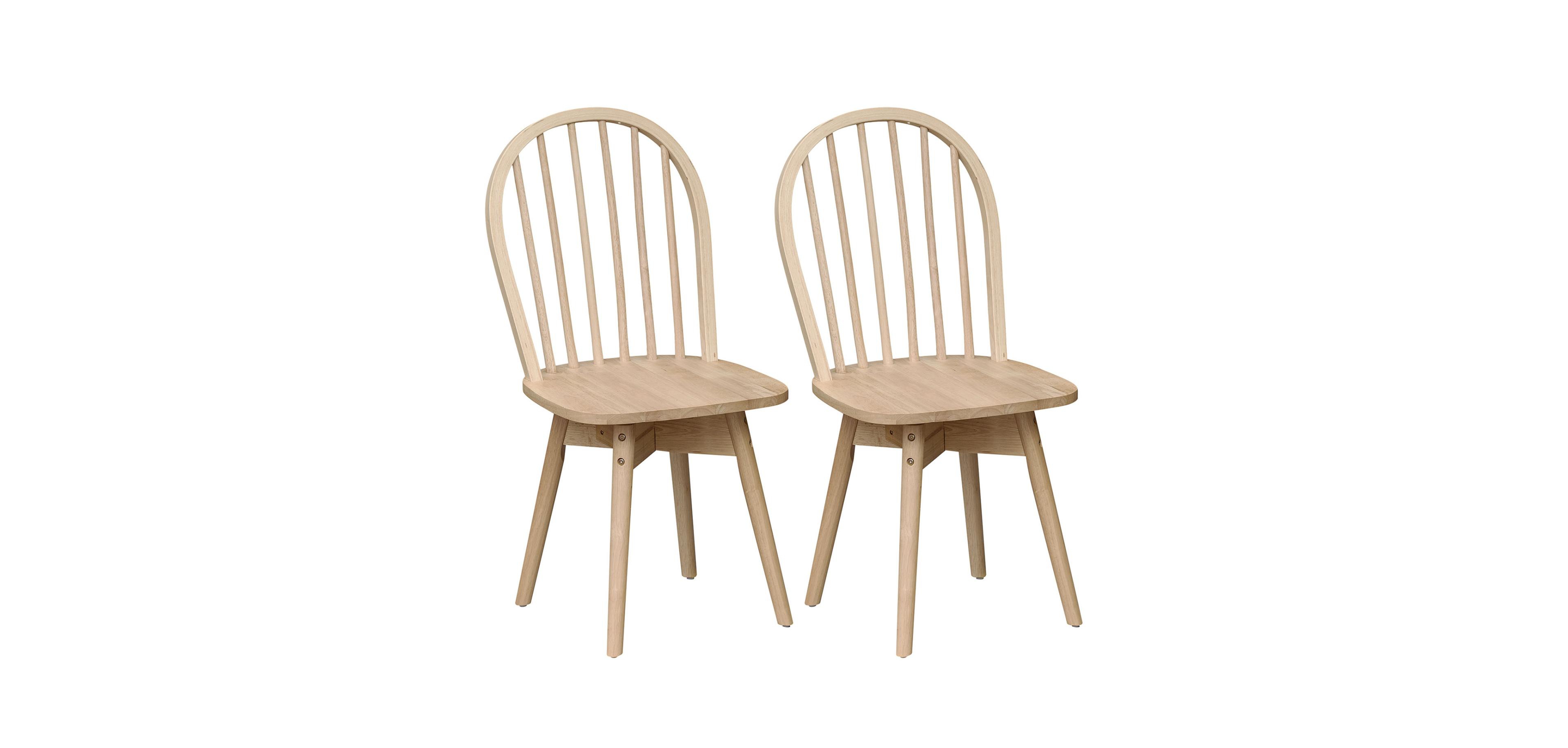 Mecale Swivel Windsor Dining Chairs Set of 2 with Solid Rubber Wood Frame
