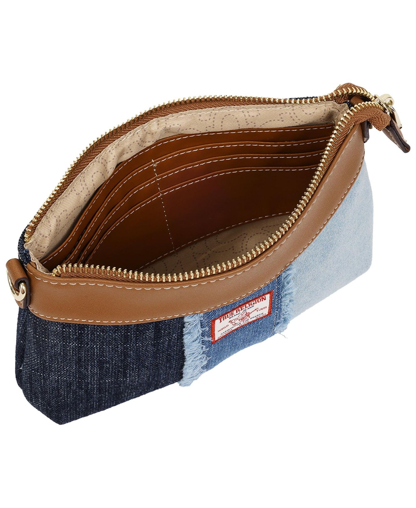 Женская сумка True Religion Caleb Highbridge Patchwork Denim Crossbody Pouch, цвет: Джинсовый / Синий — фото 4