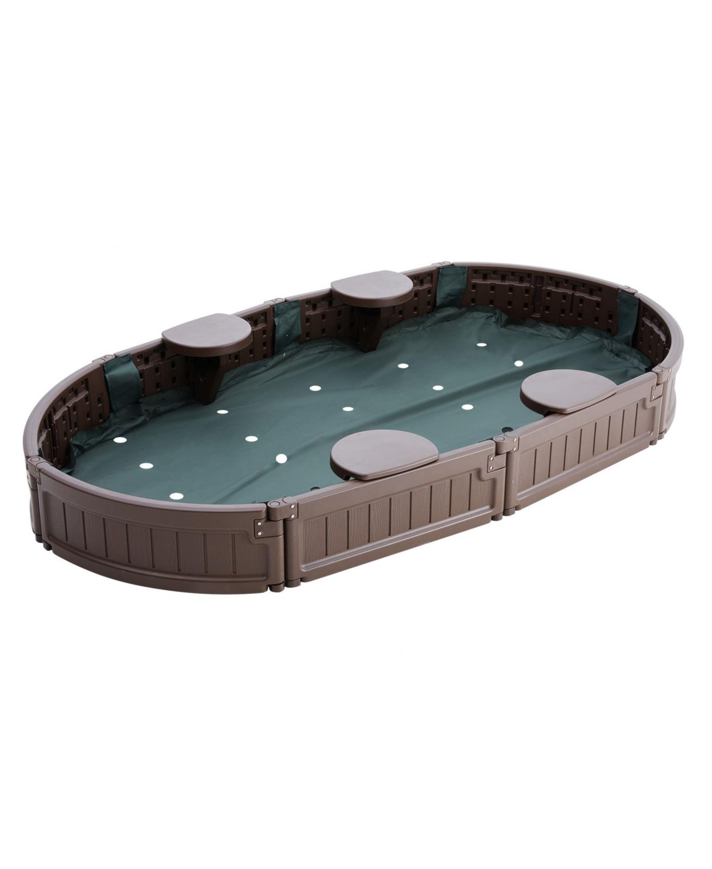 Детская игрушка Glintex 72 x 41.5 in Oval Kids Sandbox with 4 Corner Seats, Cover & Liner, Ages 3-12, цвет: Коричневый — фото 11