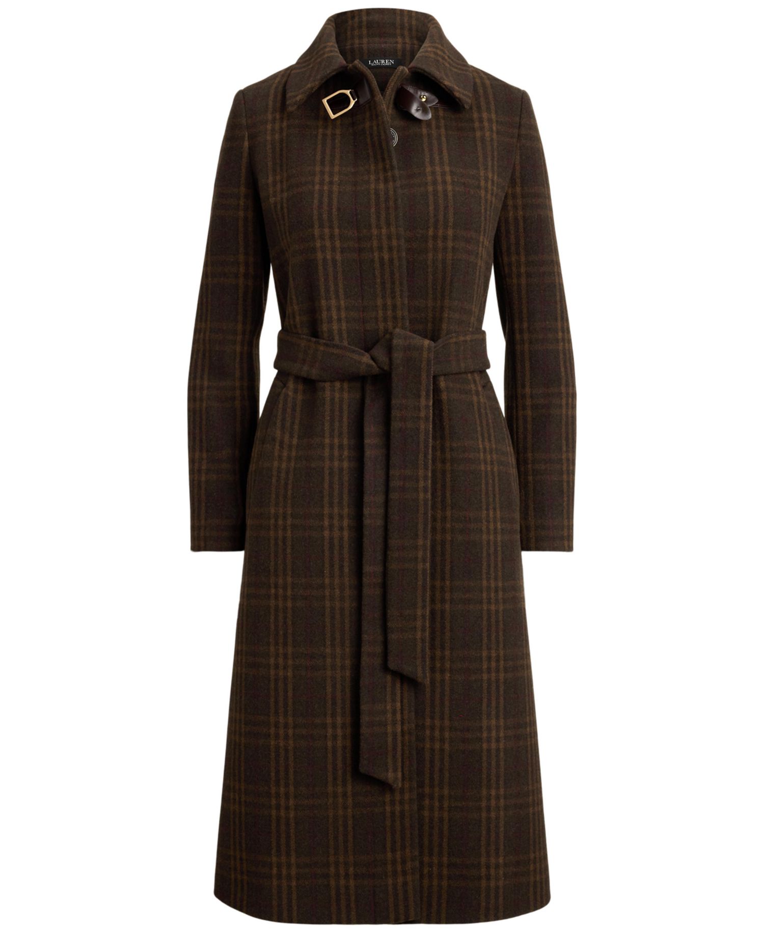 Women's Plaid Wool-Blend Belted Coat