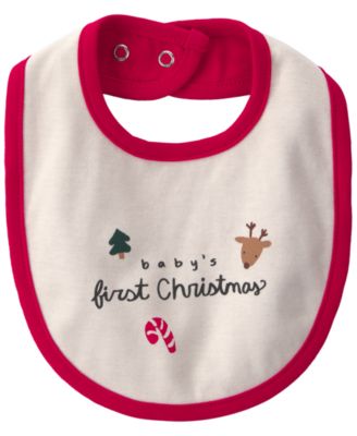 Baby Boys' or Baby Girls' First Christmas Interlock Cotton Bib