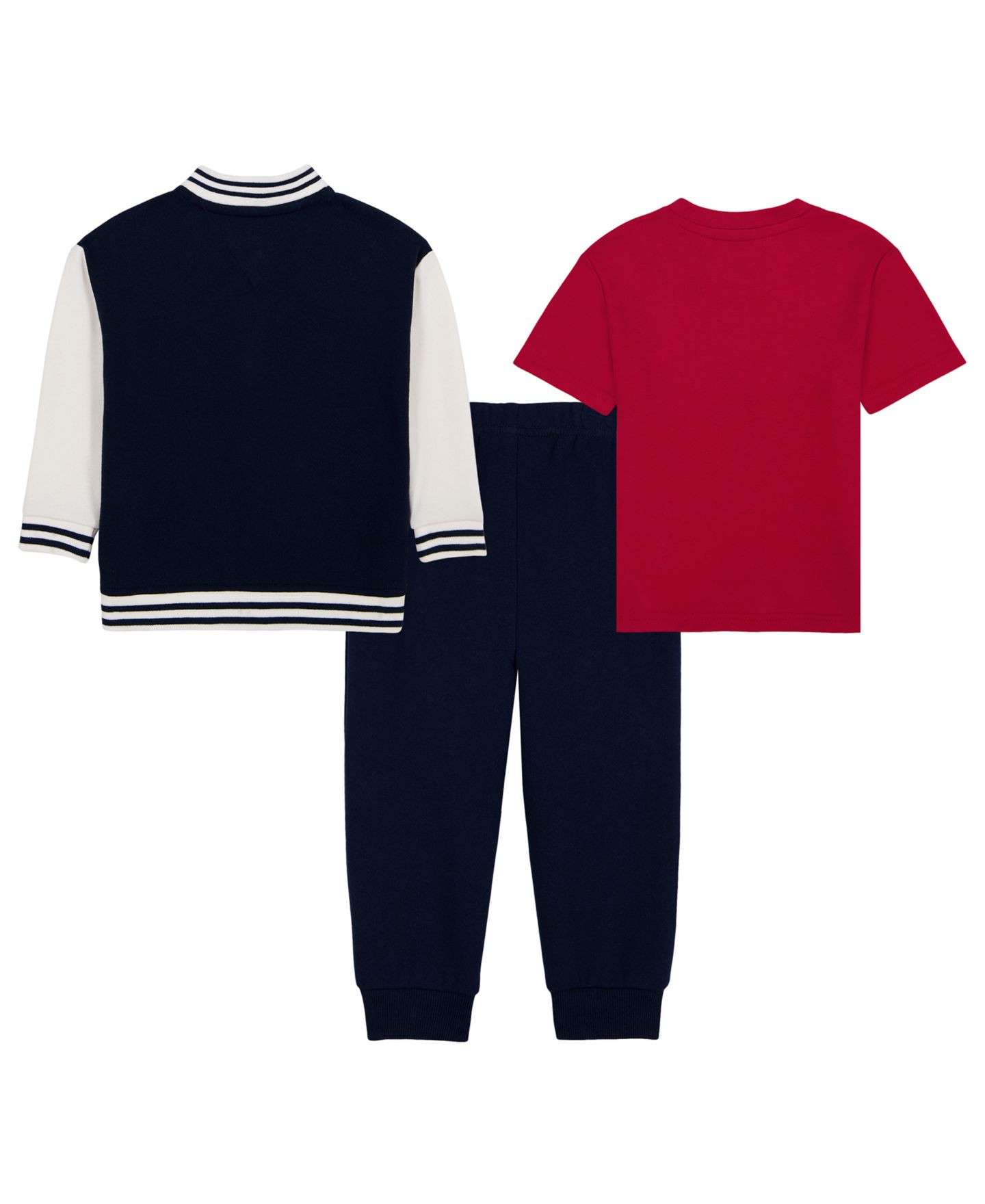 Комплекты Tommy Hilfiger Fleece Varsity Jacket, T-Shirt and Jogger Pants, 3-Piece Set для мальчиков-малышей, цвет: Тёмно-синий / Красный — фото 5
