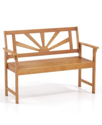 Acacia Wood Patio Loveseat Bench with Reinforced Supports