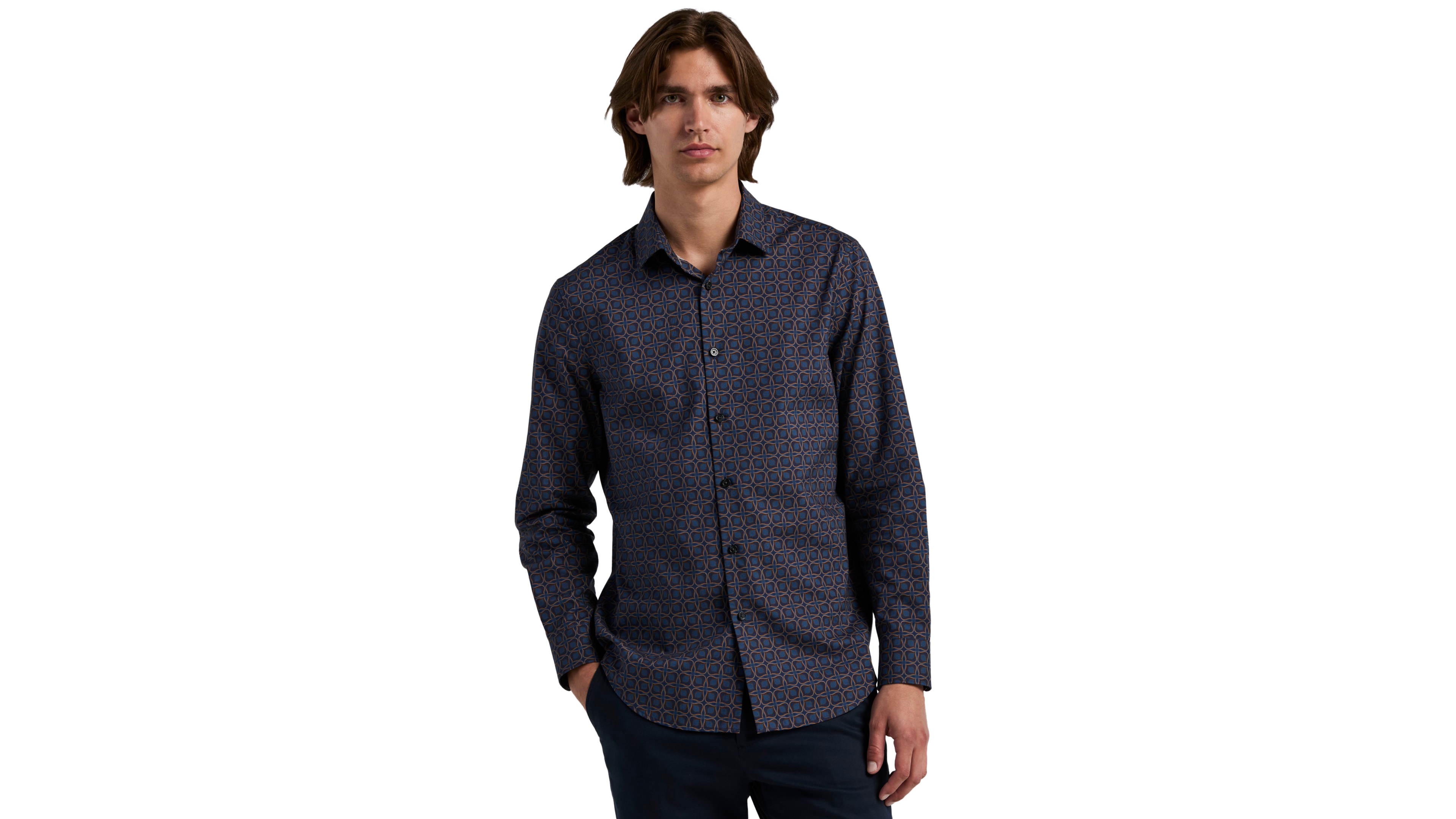 Perry Ellis Men's Floral-Print Long-Sleeve Classic-Fit Shirt