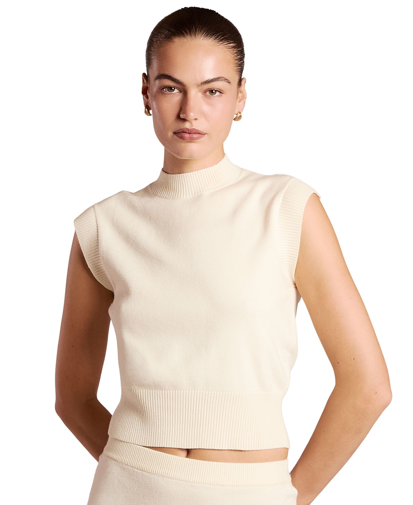 Женский топ 4th & Reckless Kaelin Mock-Neck Ribbed-Hem, цвет: Кремовый — фото 1