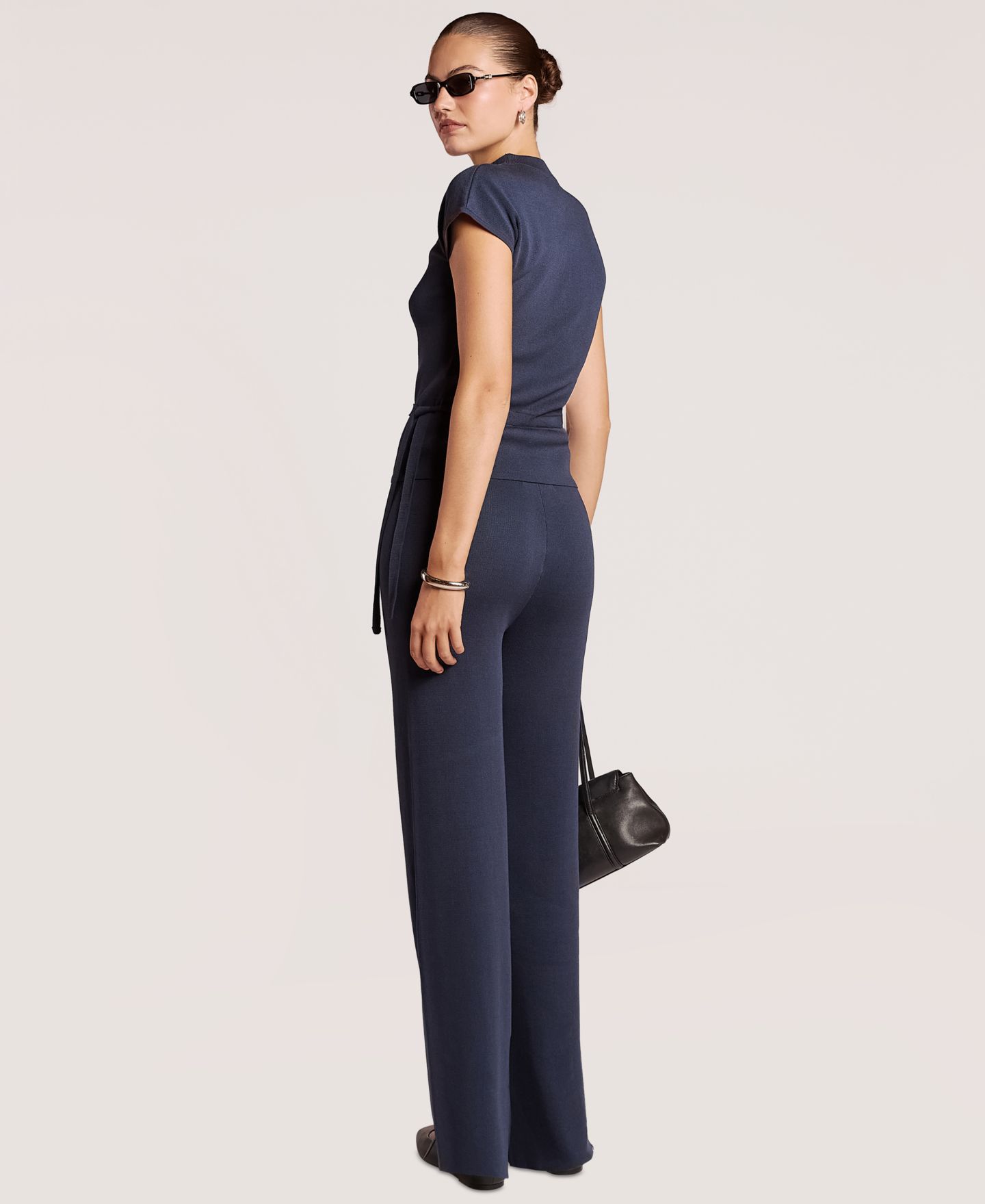Женские брюки 4th & Reckless Mirabelle Wide Leg High Waisted Pull-On, цвет: Тёмно-синий — фото 5