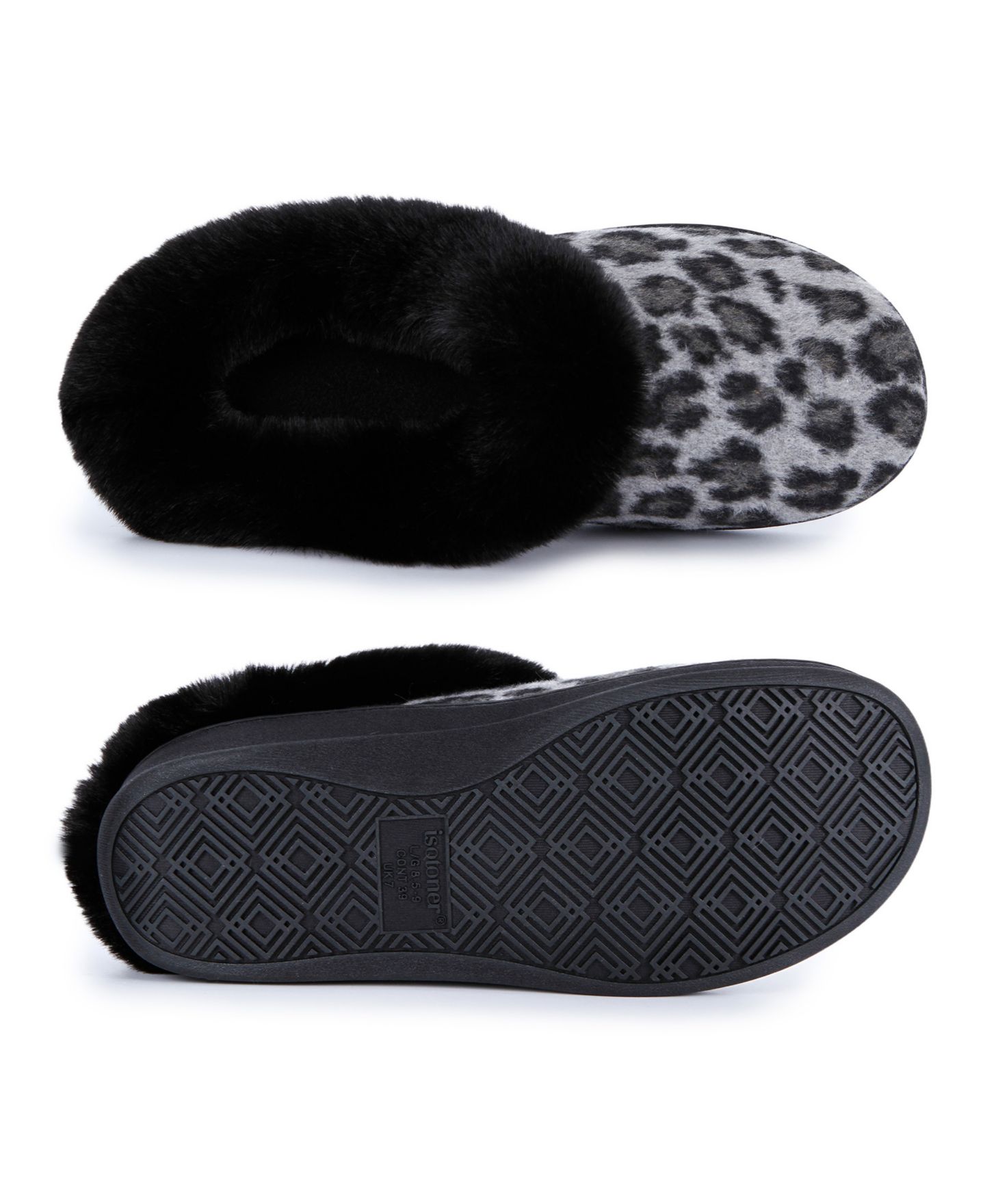 Женские сабо Isotoner Signature Leo Faux Fur Arch Support Clog Slippers, цвет: Угольный — фото 4