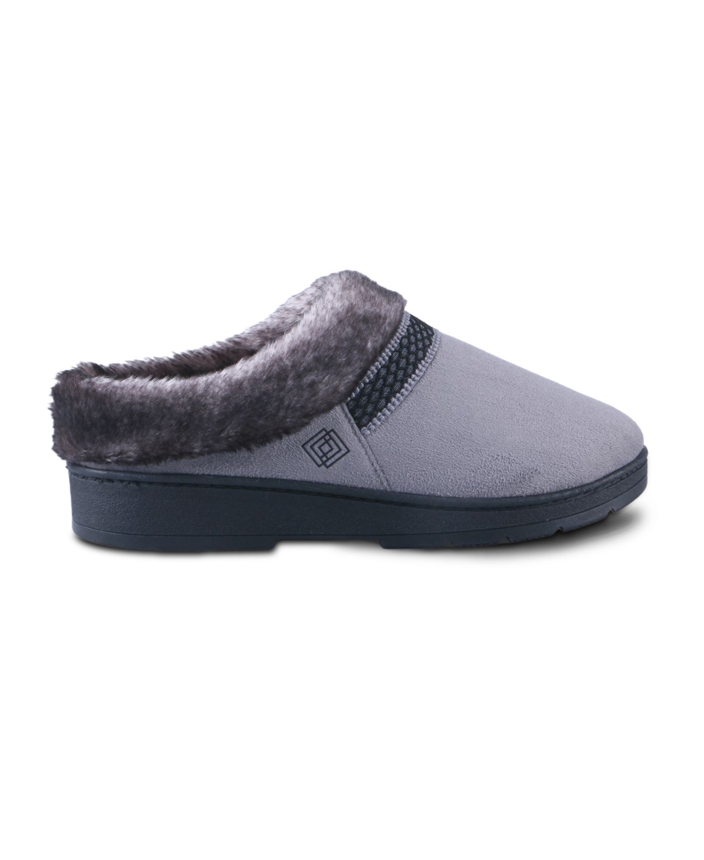 Женские сабо Isotoner Signature Clara Faux-Fur Trim Cushioned Footbed Clog Mules, цвет: Пепельный — фото 2