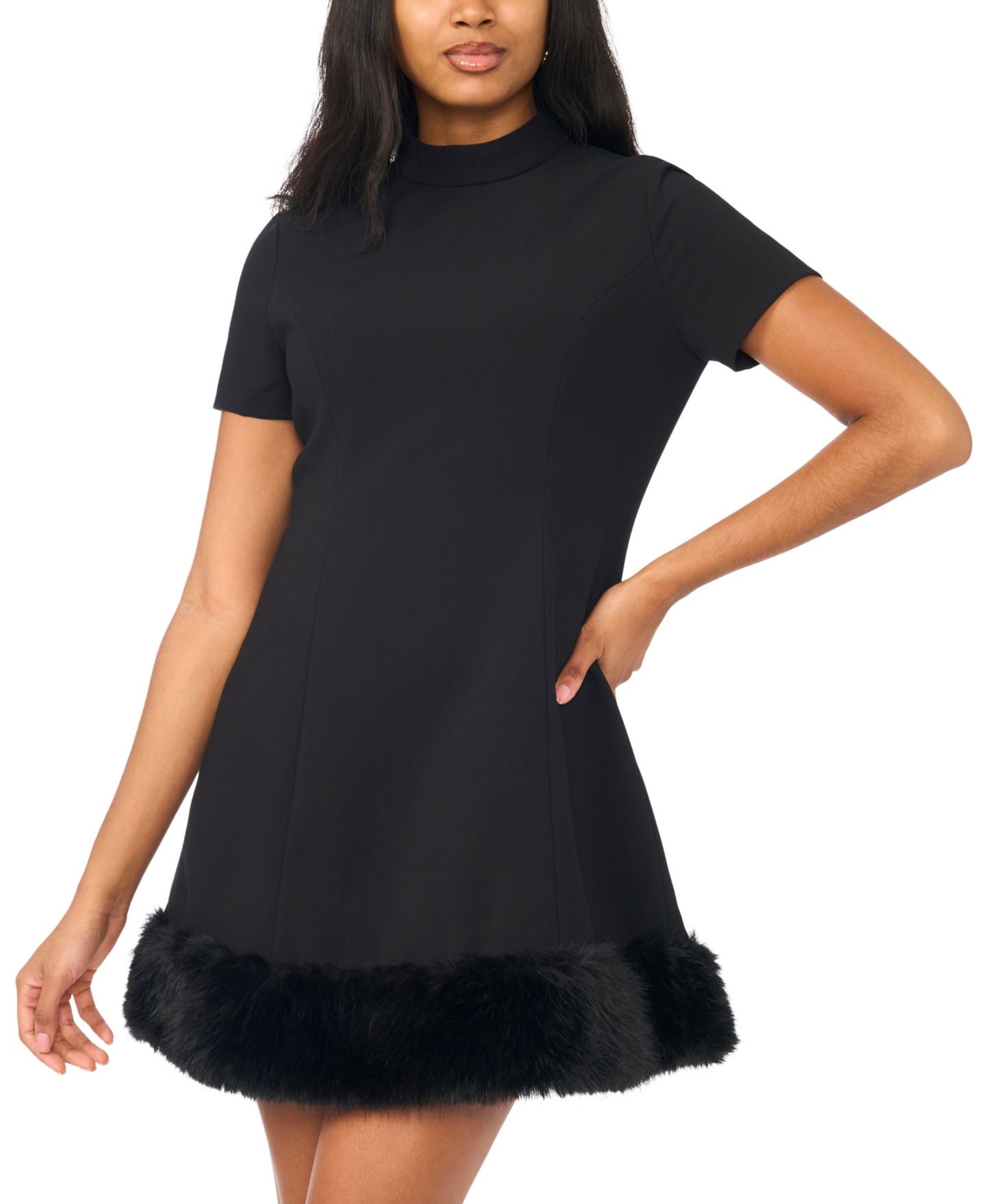 Женское платье CeCe A-Line Mini Mockneck, цвет: Насыщенный чёрный — фото 2