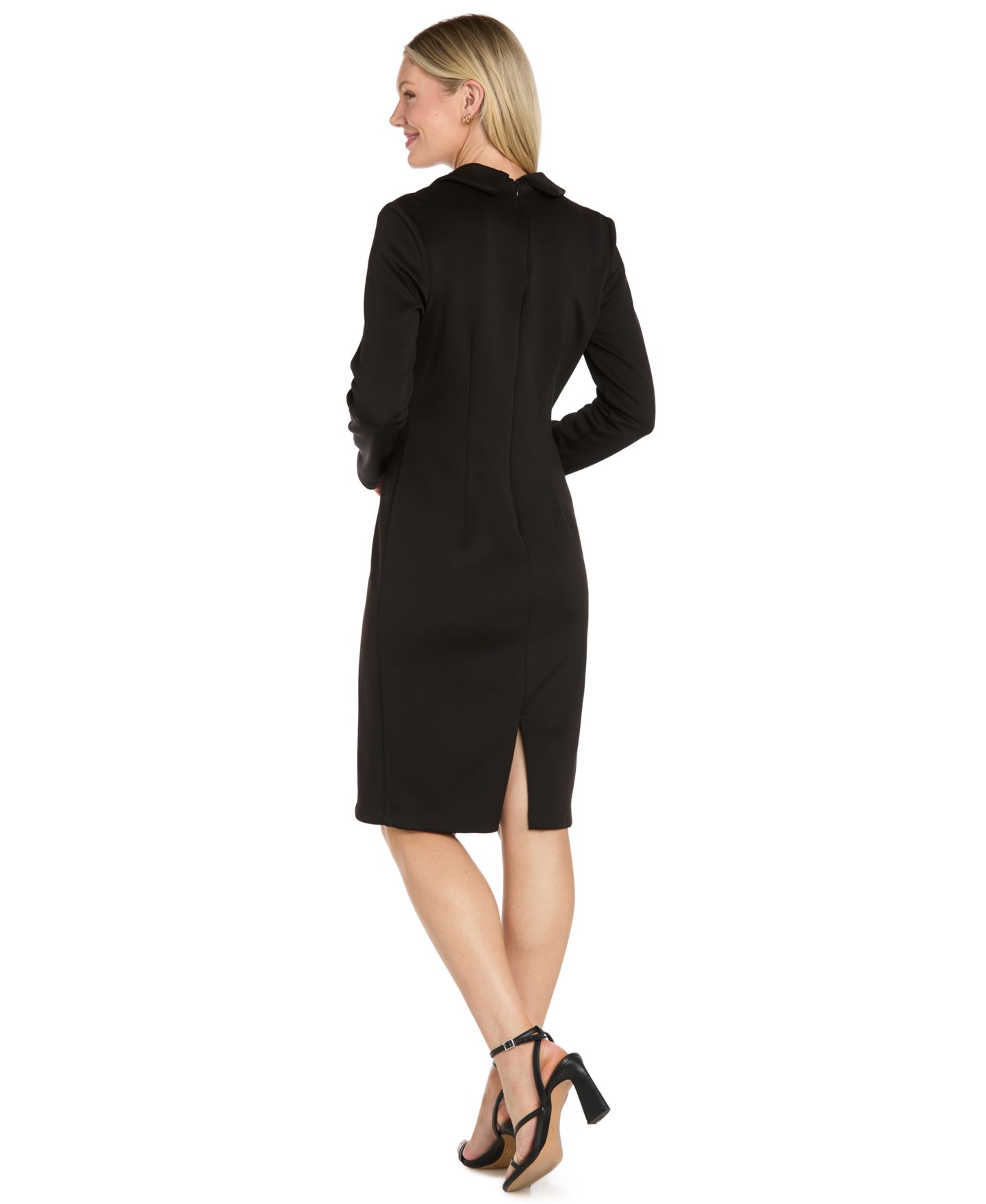 Женское платье R & M Richards Long-Sleeve V-Neck Scuba Tuxedo, цвет: Чёрный — фото 3