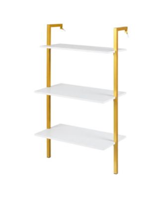 Slim Gold-Accent 3-Tier Wall Mounted Shelving Unit