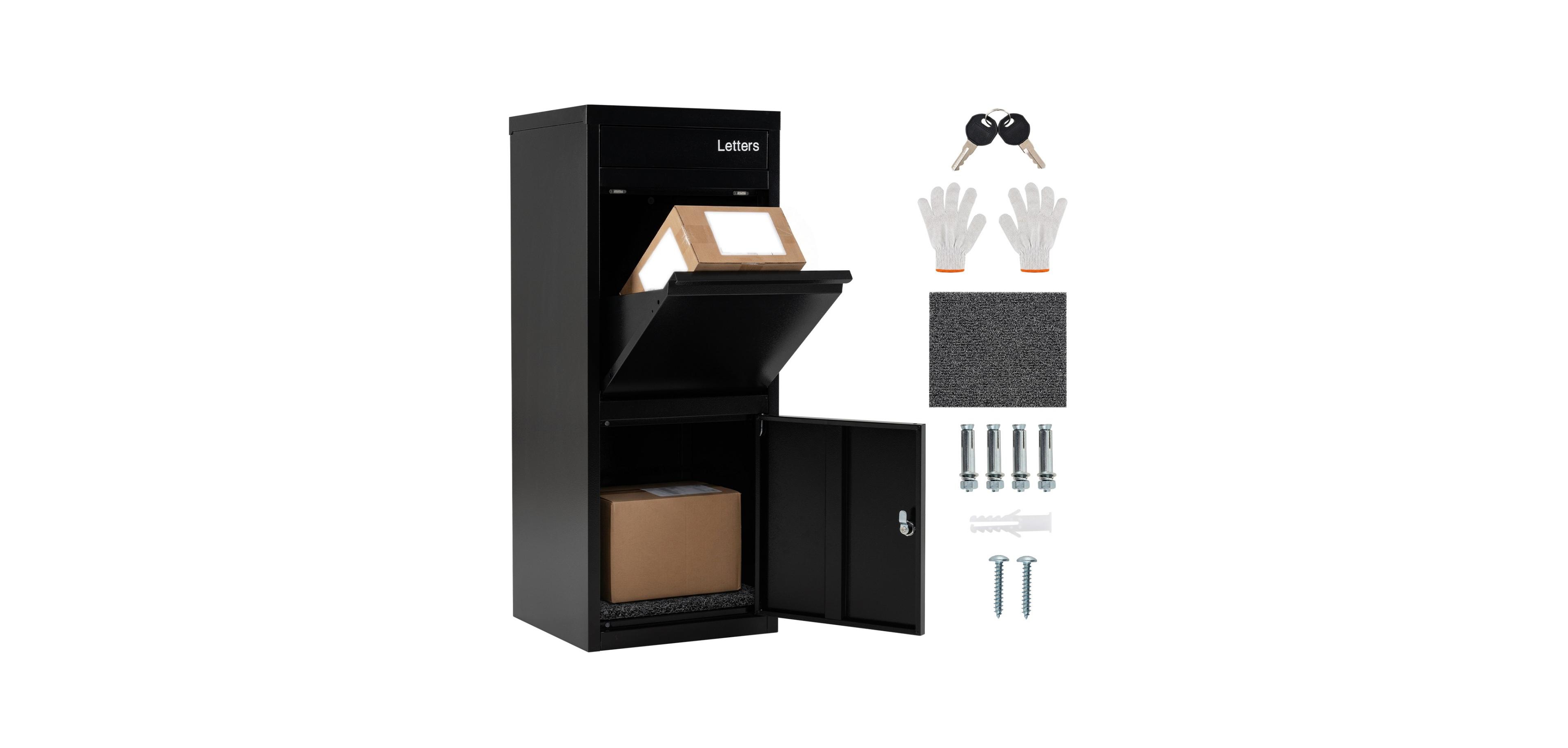 Mecale Large Package Delivery Box with Letter Slot and Drop Flap