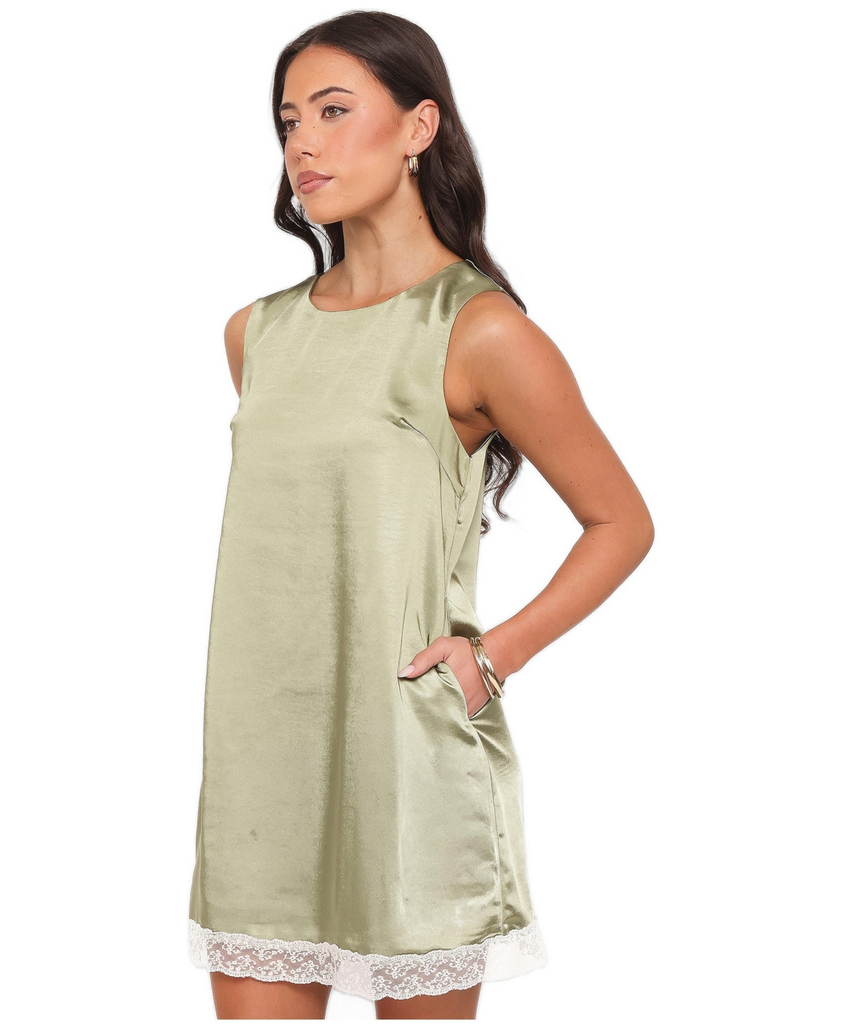 Petal and Pup Women's Gretel High-Neckline Lace-Trim Mini Dress