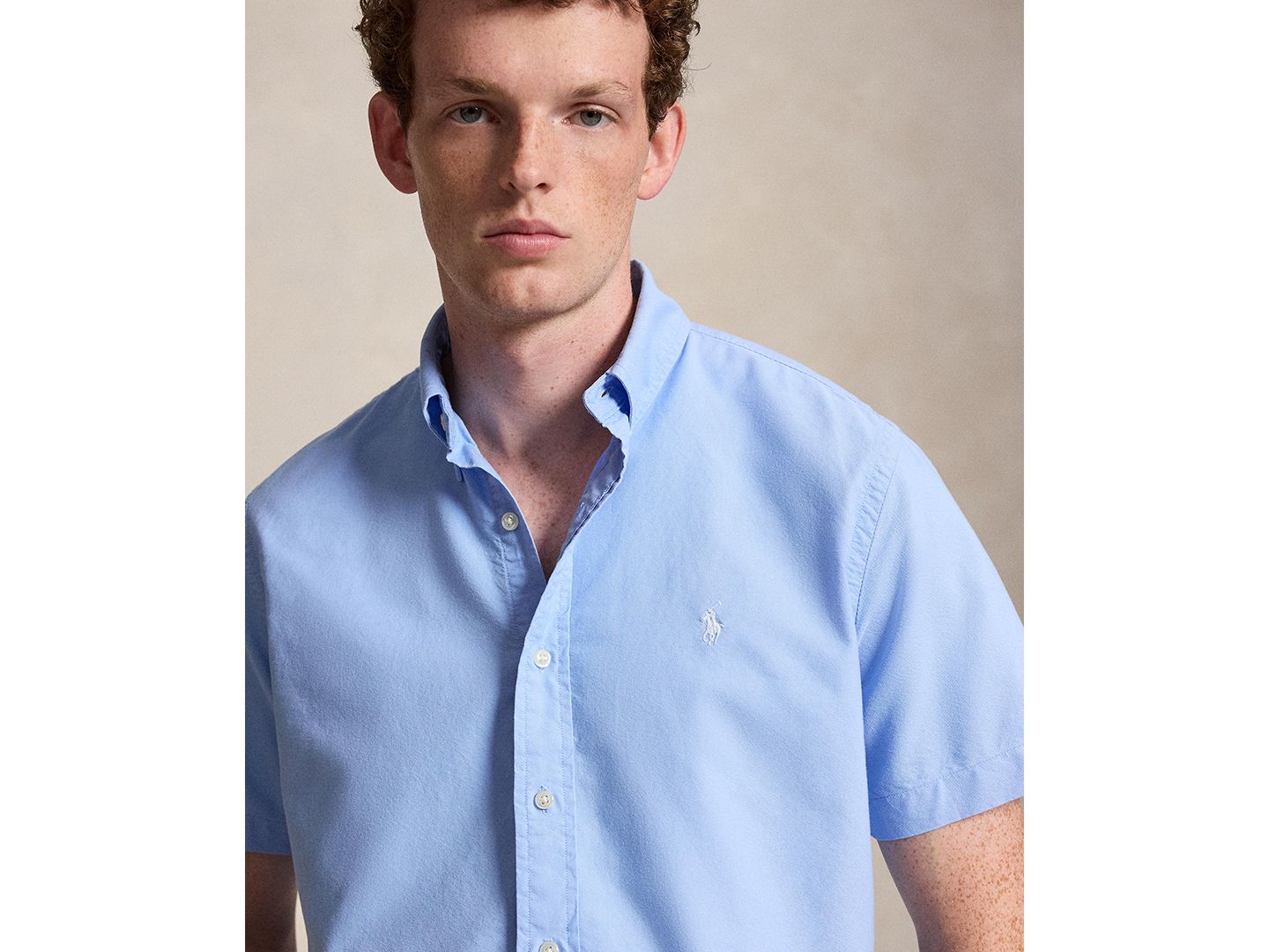 Мужская рубашка Polo Ralph Lauren Garment-Dyed Oxford, цвет: Синий — фото 3