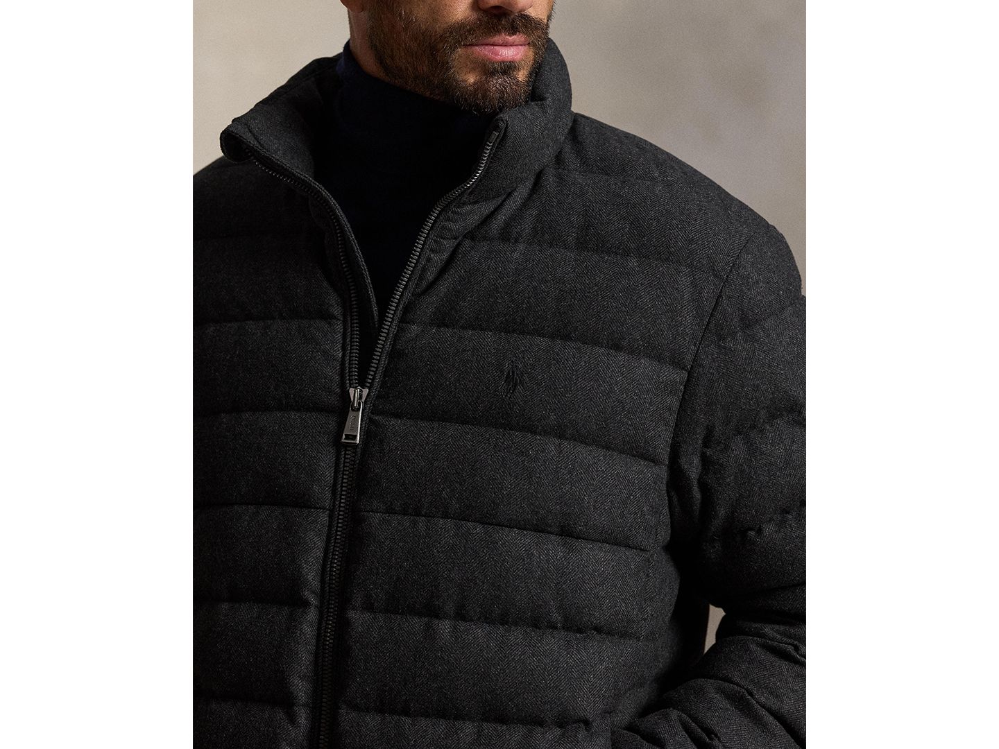 Мужская куртка Polo Ralph Lauren Big & Tall Colden Down Quilted-Herringbone Regular-Fit, цвет: Угольный — фото 3
