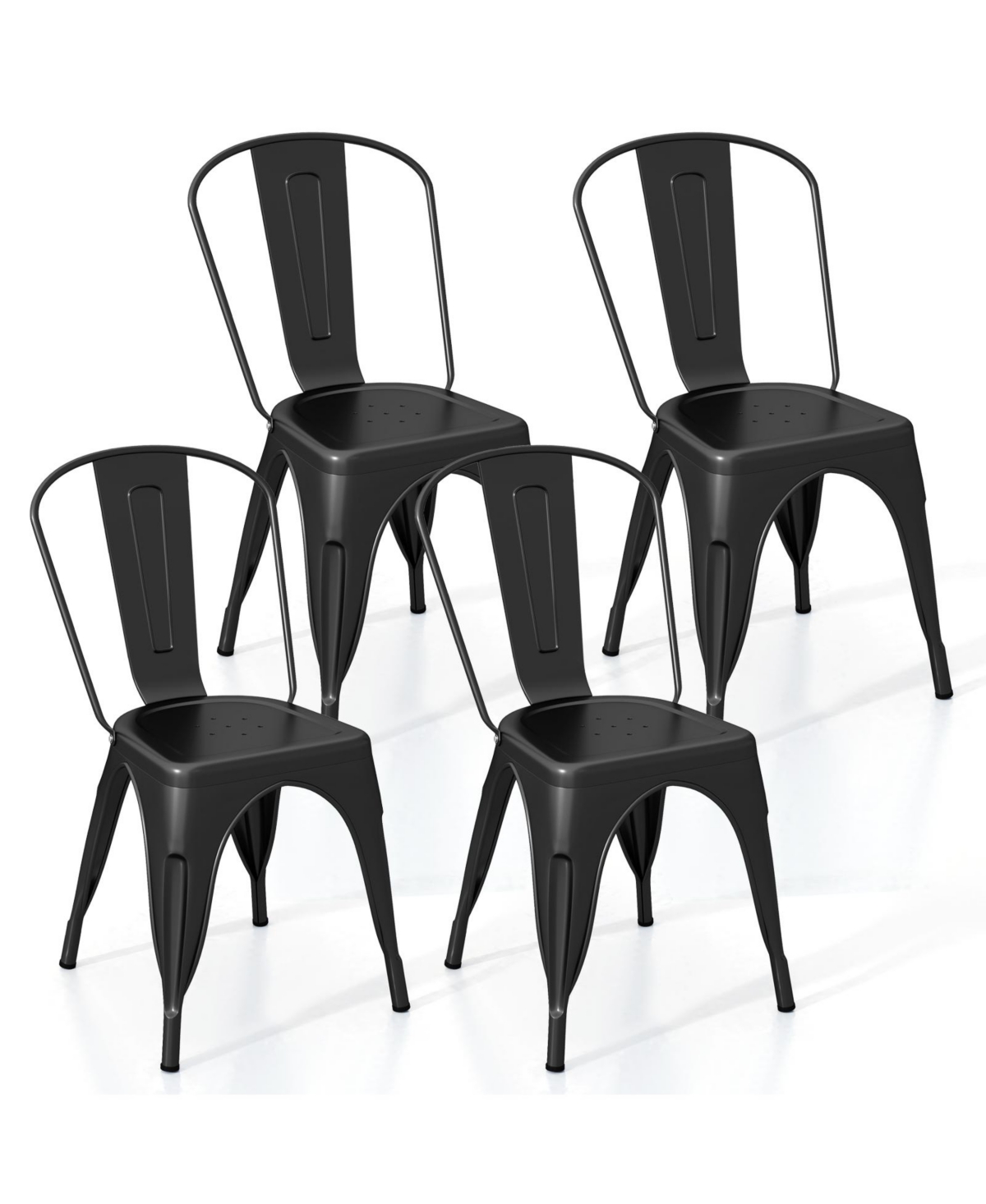 Mecale Metal Dining Chairs Set of 4 with Removable Backrest for Dining Room Restaurant Living Room