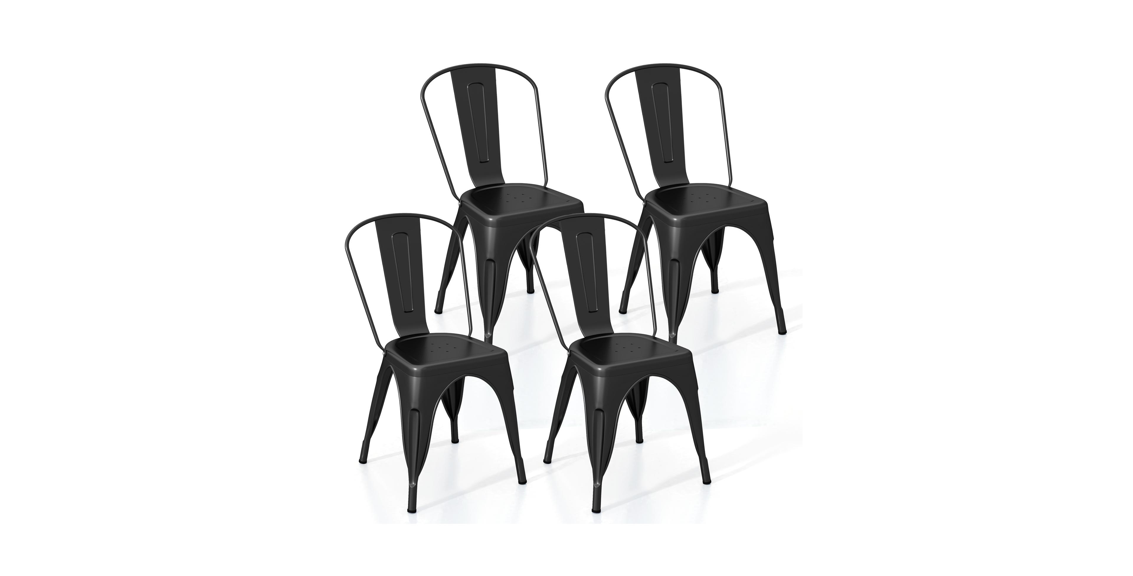 Mecale Metal Dining Chairs Set of 4 with Removable Backrest for Dining Room Restaurant Living Room