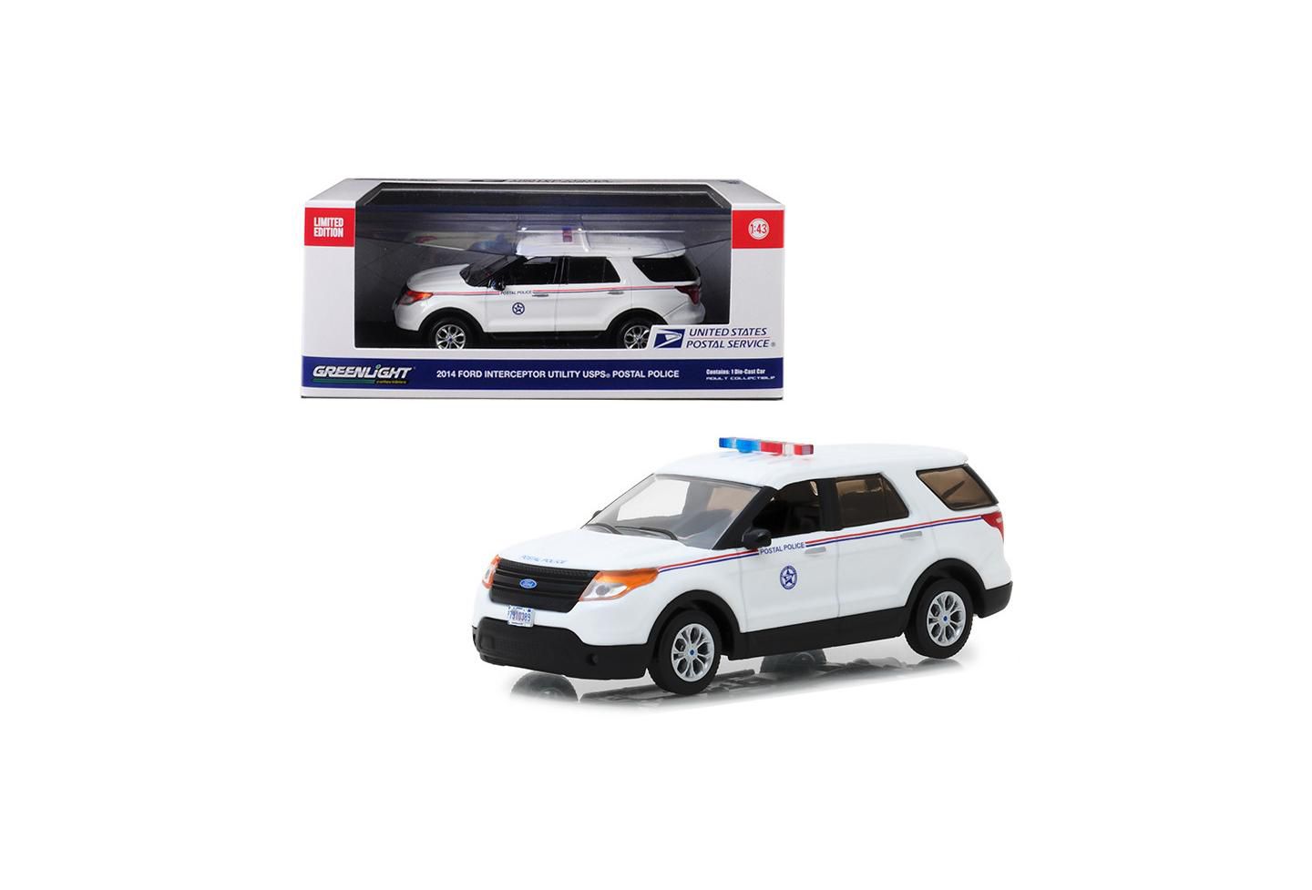 Детская игрушка Greenlight 2014 Ford Interceptor Utility Postal Police United States Postal Service (Usps) 1/43 Diecast Model Car — фото 4