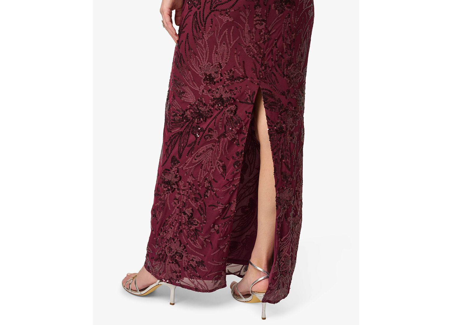 Women's Floral-Print Sequin-Embroidered V-Neck Gown
