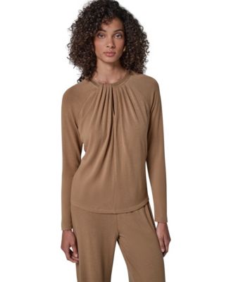 Petite Keyhole Pleated Necklace Detail Sweater