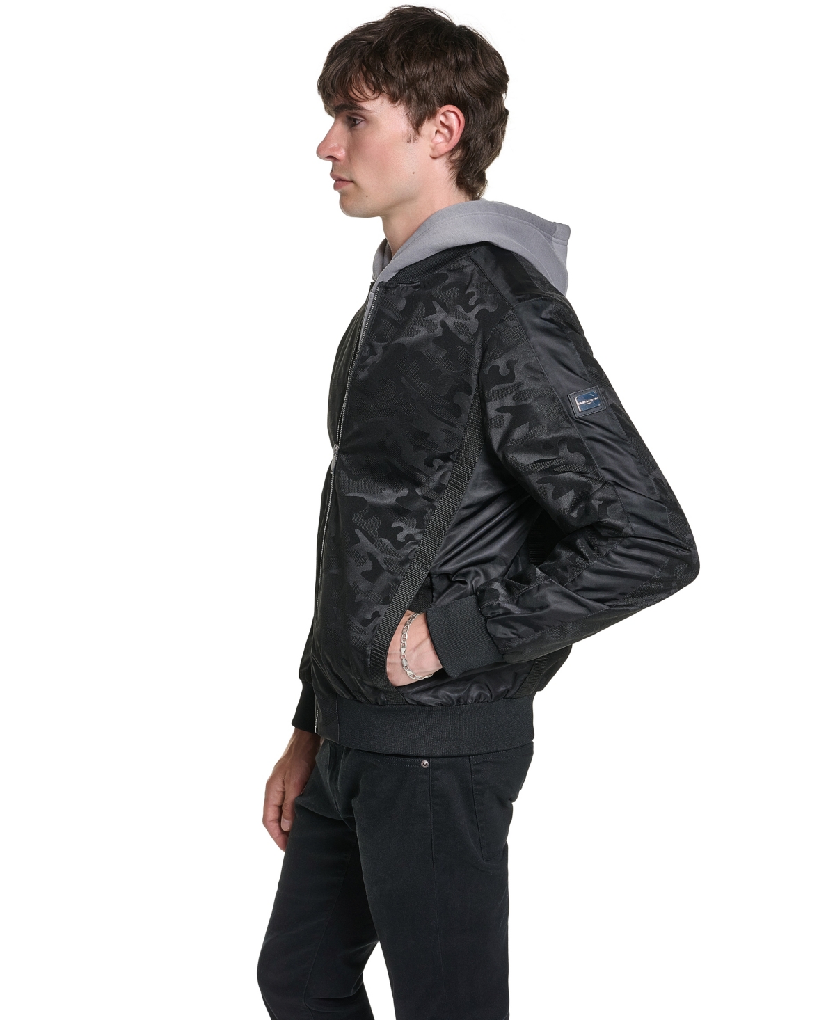 Karl Lagerfeld Paris Men's Camo Bomber Jacket