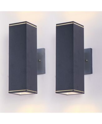 2 Pack 12 Inch Modern Square Outdoor Wall Light Aluminum Cylinder Up Down Waterproof Exterior Light for Porch Patio Garage No Bulb