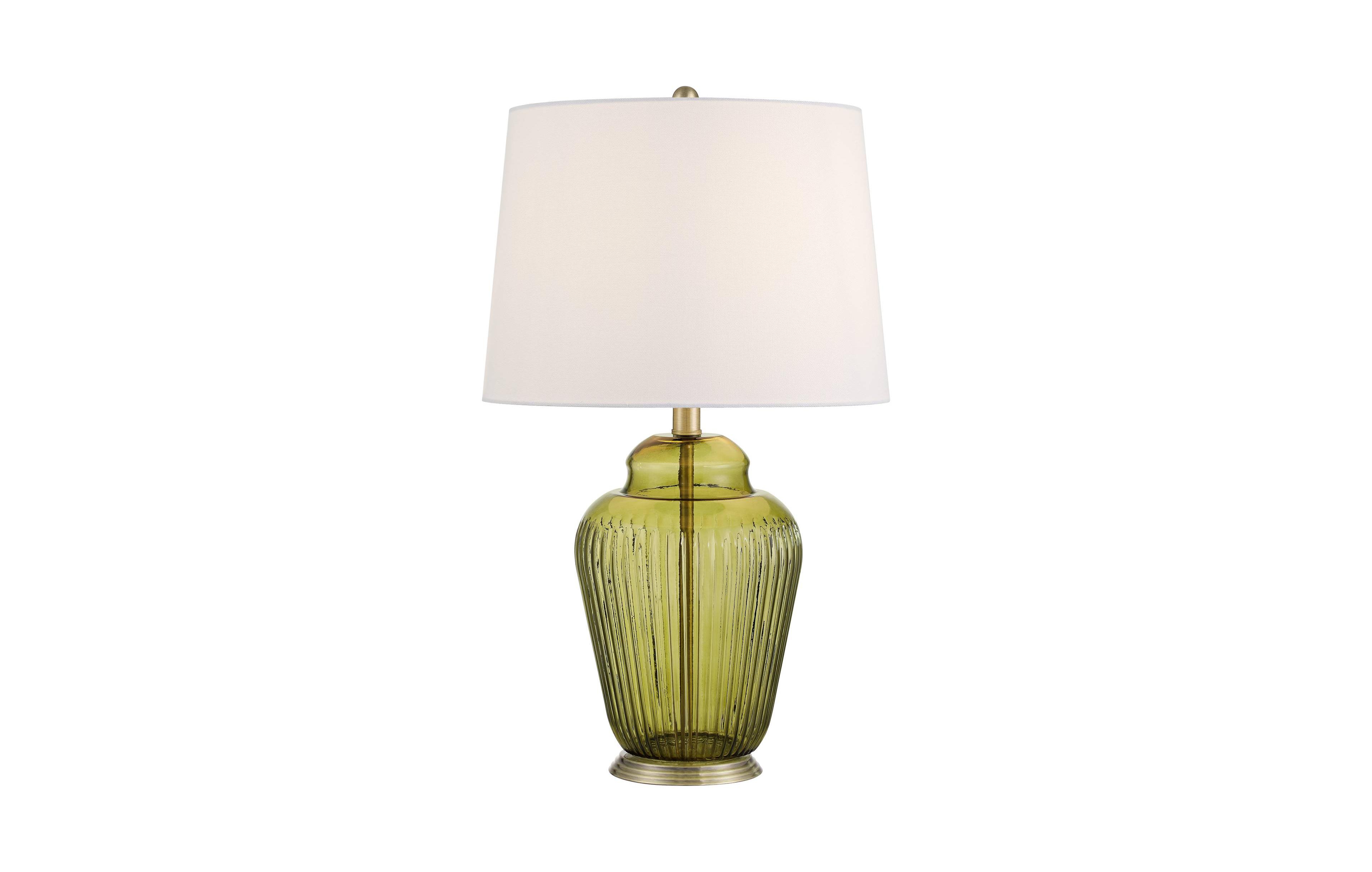 Possini Euro Design Grimmia 24" High Small Mid Century Modern Table Lamp Moss Finish Glass Single White Shade Living Room Bedroom