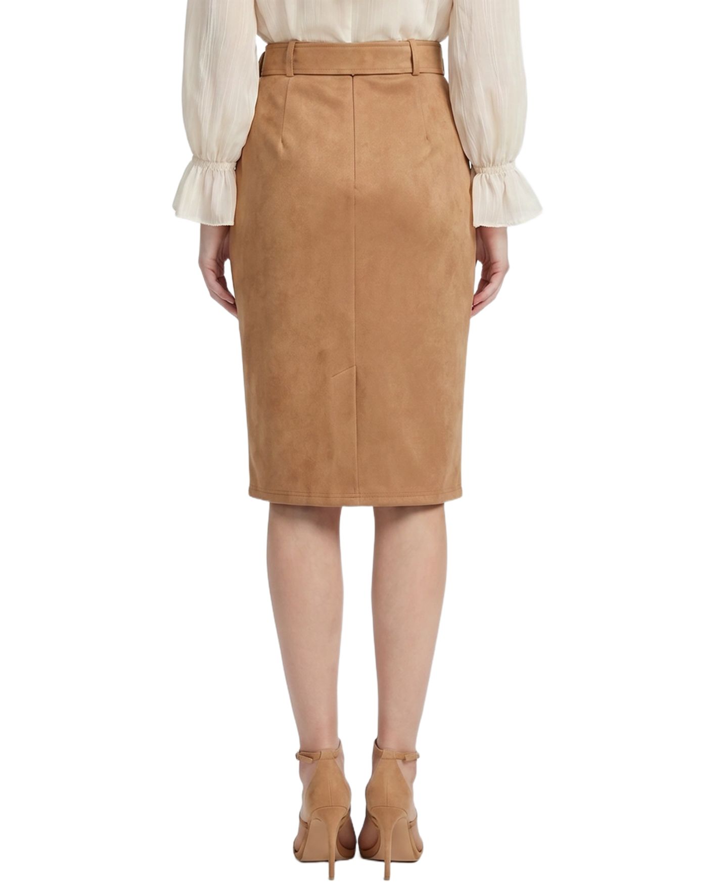 Женская юбка NY Collection High-Waisted Pencil Faux Suede, цвет: Мокко — фото 4