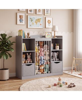Book Shelf for Kids Rooms, Toy Box and Cubby Storage Organizer with Rounded Corners Design for Anti-Collision Safety,and Anti-Tip Device