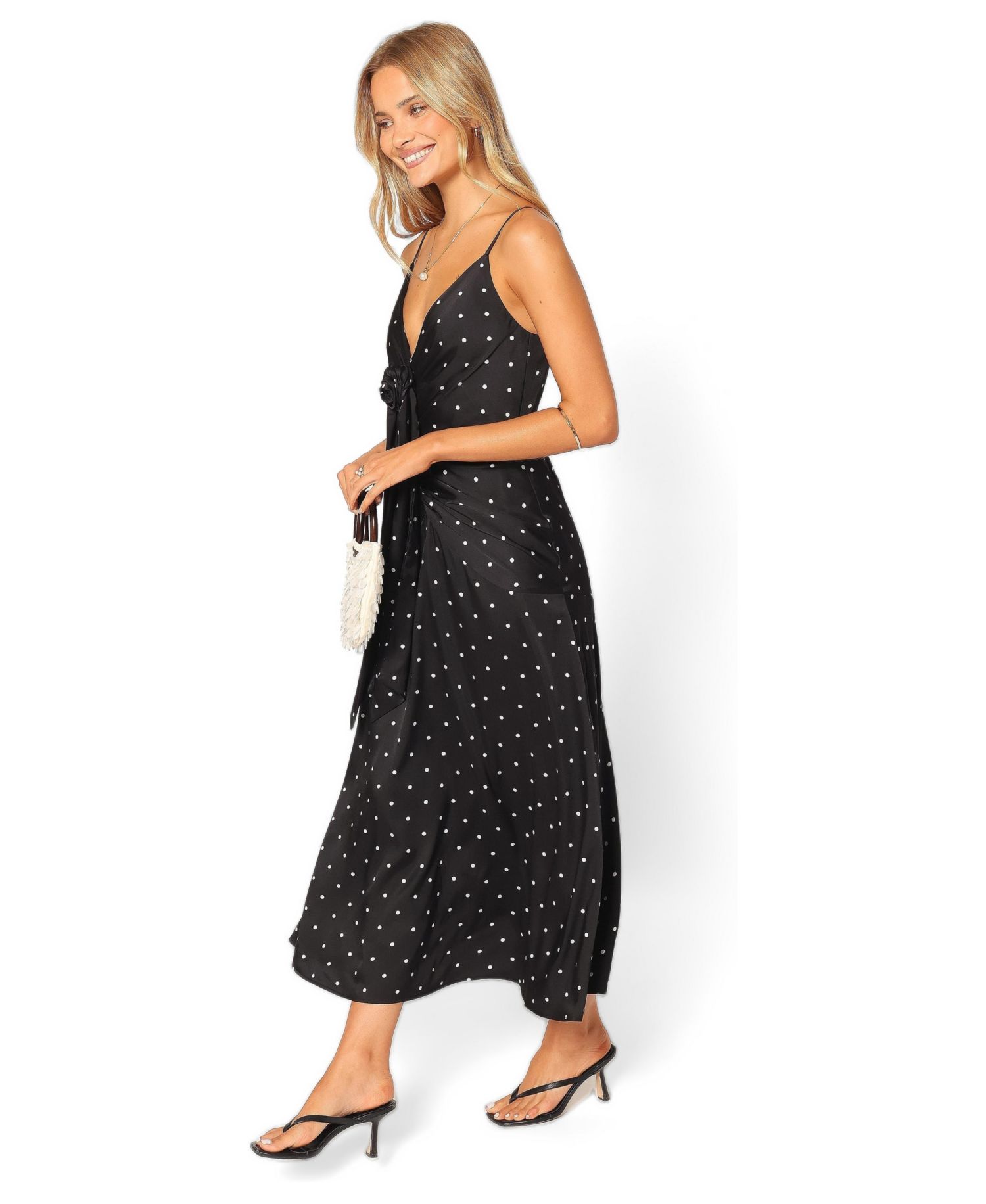 Women's Eluna V-Neck Polka-Dot A-Line Midi Dress