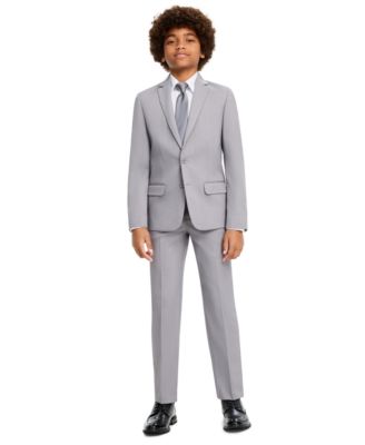 Boys' 8-20 Sharkskin Suit Jacket, Pants, Dress Shirt and Tie, 4-Piece Set